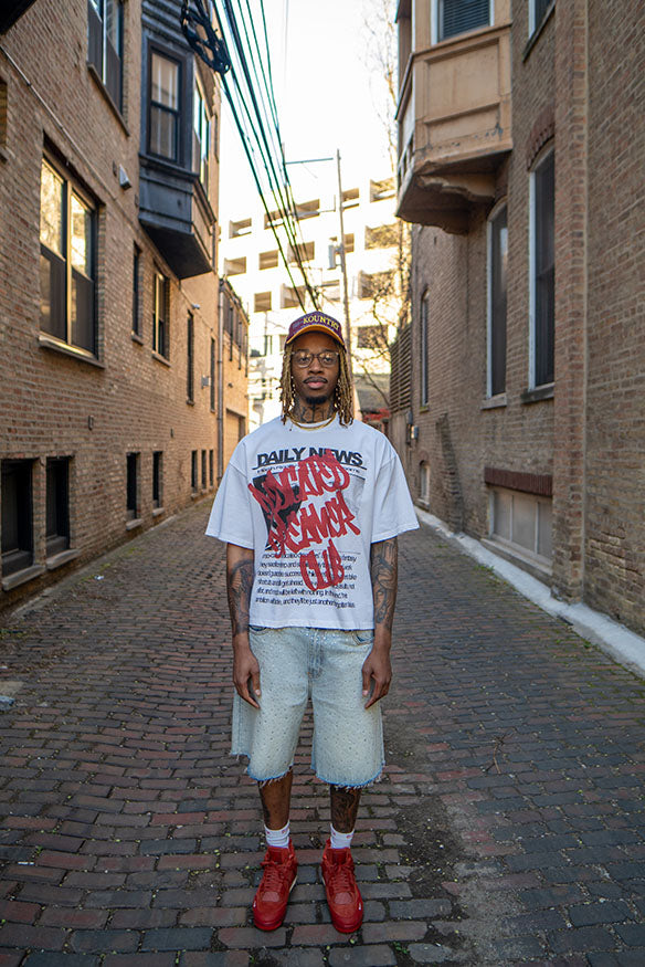 White Headlines Tee