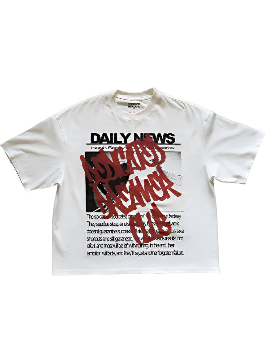 White Headlines Tee